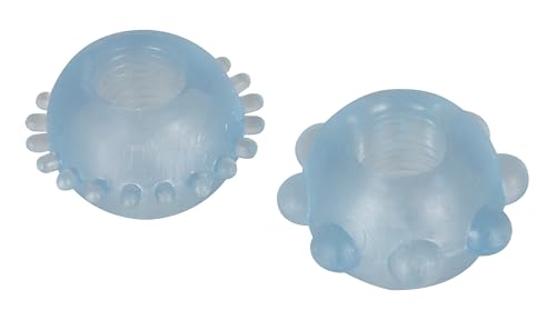 You2Toys Cock Ring Set - 2-teiliges Penisring-Set für Männer und Frauen, mit Reiznoppen, Blutstau-Effekt, langanhaltende Erektionen, transparent/blau, 180 g