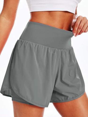 CADMUS 2 in 1 Women's 5'' Workout Athletic Gym Running Shorts for Women Phone Pockets4