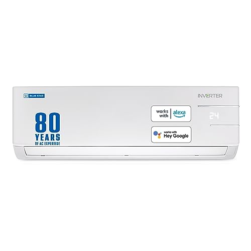 Image of Blue Star 1 Ton 3 Star Wi-Fi Inverter Smart Split AC (Copper, 5 in 1 Convertible Cooling, Turbo Cool, Voice Command, IC312YNUS, 2023 Model, White)