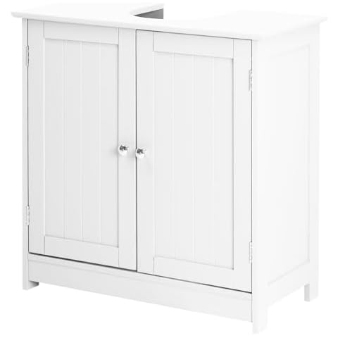 Kcelarec Bathroom Pedestal Sink Storage Cabinet, Bathroom Wood Storage Cabinet with 2 Doors, Pedestal Under Sink Organizer Cabinet with Internal Shelf,White Cover