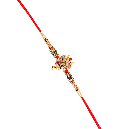 Image of VOYLLA Designer Ganesha Rakhi For Men With Roli Chawal Pack -Rakhi For Brother
