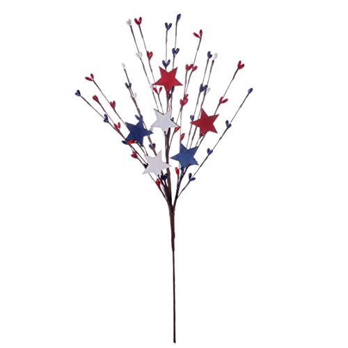 Yawwind 6 Pack 17 Inch 4Th Of July Picks And Sprays Patriotic Floral Picks With Red White And Blue Berry Metal Stars Embellished Branches Patriotic Ornament Memorial Day Flag Day For Indoor Outdoor #TOP4