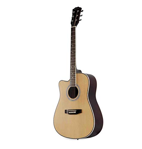 Home Game Acoustic Guitar Full Size Spruce Cutaway for Beginners Students Kids with Advanced Kit, 41 Inches, Left Handed