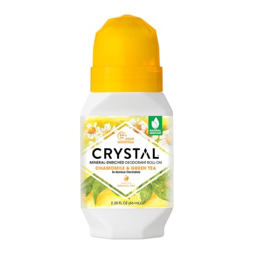 Mineral Roll on Vegan Deodorant for Women and Men, Chamomile & Gr...