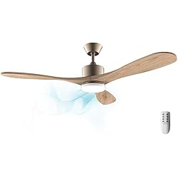 Ventilador Cecotec Leroy Merlin Cecotec Ventilador de Techo con Mando a Distancia, Temporizador y Luz LED EnergySilence Aero 5290 Golden Pro. 35 W, Motor DC, 52´´, 3 Aspas, 5 Velocidades, Función Invierno, Dorado