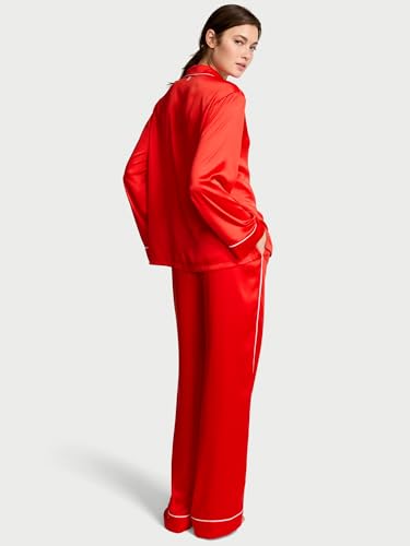 Image of Victoria's Secret Satin Pajama Set, Long Sleeve Button Down Shirt & Pants, Sleepwear for Women (XS-XXL)