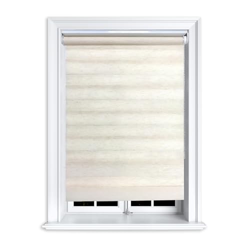 Lister Cartwright Zebra Roller Blinds – Day & Night Dual Layer Fabric – Translucent Vision Shades- 90x165 cm – Linen – Window & Door Blinds for Home Office
