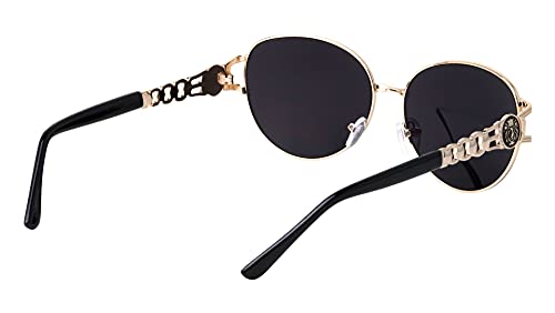 Kleo Dynasty - Metal Chain Temple Cut Out Side Coin Lion Head Medallion Oval Hip Hop Sunglasses3