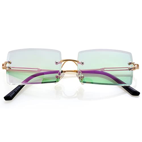 Image of Kursan Frameless Rectangle Sunglasses for Men Women Small Rimless Sun Glasses Shades UV400 Protection