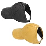 AICILY 3 PCS Backless Cap for Women Thick Curly Hair,High Ponytail Satin Lined Baseball Hats for Afro Puff Ponytail (US, Alpha, Medium, Large, Black＆Yellow)