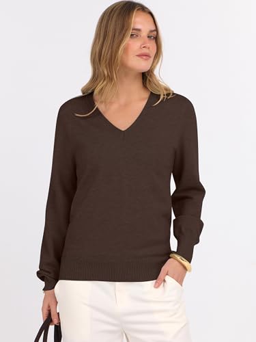 Image of ANRABESS Women's Long Sleeve V Neck Basic Sweaters | Classic Pullover Tops,Soft Loose,Business Casual Work,Travel Vacation,All Day Wear,Fall Spring Outfits,Winter Layer Clothing
