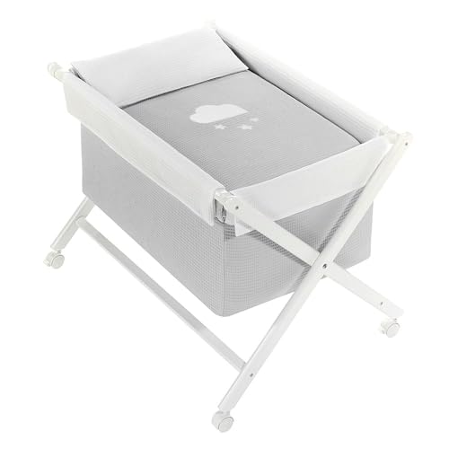 mibebestore Minicuna Don Algodón Plegable Astrid Petróleo: Estructura + Vestidura + Colcha Desenfuntable + Colchón + Almohada