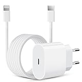 USB C Ladegerät mit Ladekabel iPhone, USB C Schnellladegerät, 20W USB C Power Adapter, Ladestecker USB C Netzteil Ladeadapter mit 1m lightn-ing ladekabel mit i-Phone 13 12 11 8 Pro Max Mini SE X Pad