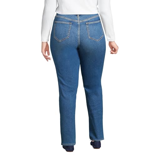 Lands' End Women's Recover High Rise Straight Leg Blue Jeans2