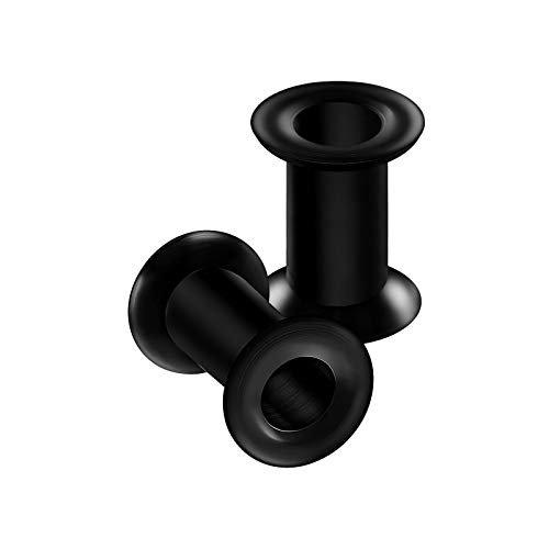 BanaVega 2 piercings de silicona negra con doble acampanado, para montar en el lóbulo de la oreja, para elegir tamaños Cover