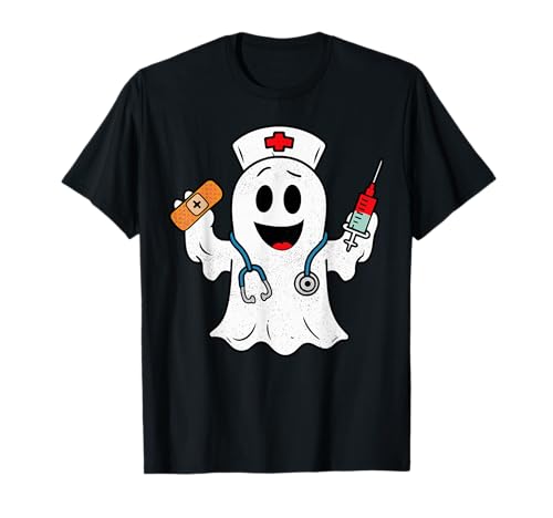 Nurse Ghost Scrub Cute Halloween Costume for Nurses Women RN T-Shirt
