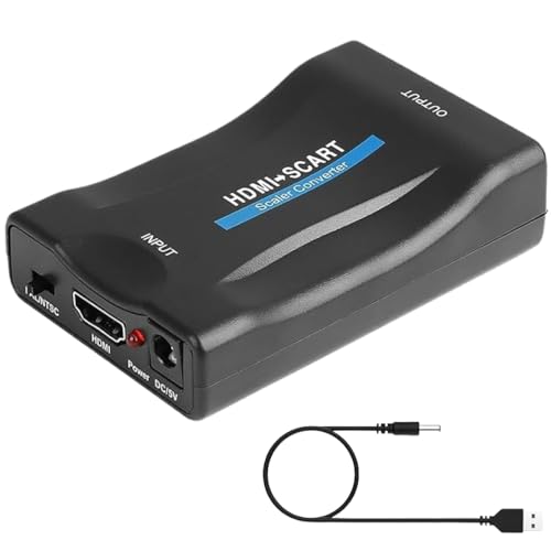 Hdmi to SCART Converter Adapter, 1080P HDMI to AV CVBS Signal Converter, Supports HDMI Input to Analog SCART Output for HDTV, DVD, PS3, PS4, Xbox, PC – Plug and Play