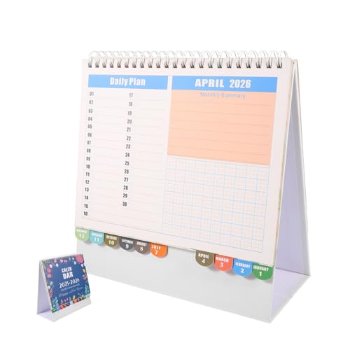 UTHCLO 年卓上カレンダー 英文デスクプランナー ツインワイヤー製 日別 月別表示 携帯便利な装飾的テーブルカレンダー 家 オフィス用