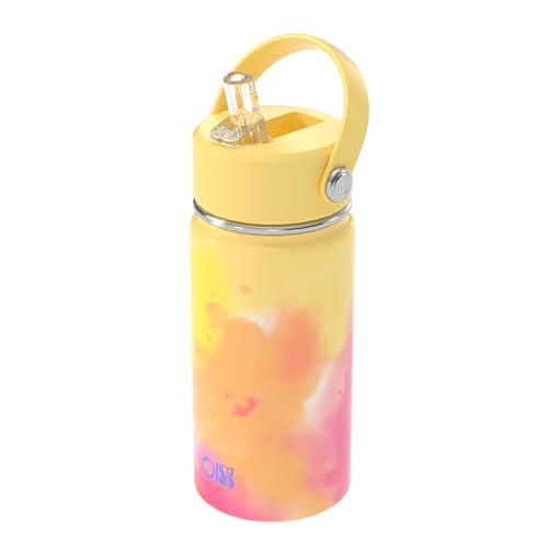 OISIZ Kids Water Bottle with Straw Lid 14oz, Vacuum Insulated 316 Stainless Steel Water Bottles for Kids for School, Leakproof Water Bottle, BPA Free and Keep Cold for 24 Hours
