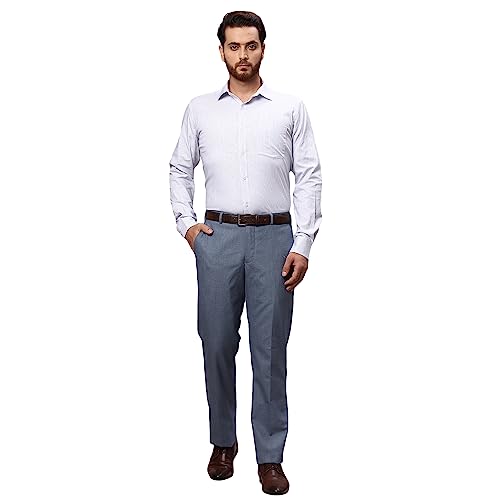 Image of Park Avenue Men's Pure Cotton Stripe Pattern Slim Fit Semi Cutaway Collar Full Sleeve Formal Shirt