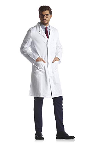 Tecno Hospital - Camice Medico Unisex, 100% Cotone, Bottoni Nascosti, Tasche Anteriori e Taschino, Tessuto Sanforizzato (L)