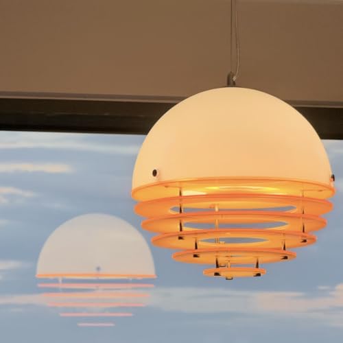 Favorite Garden Retro Hanging Lamp with Sunset Orange Glow - Designer Acrylic Pendant Light for Dining Room & Kitchen Island, Creates A Warm Ambient Atmosphere
