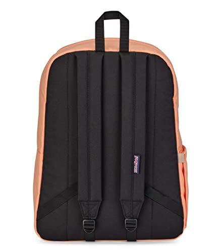 Image of JanSport SuperBreak Plus Backpack with Padded 15-inch Laptop Sleeve and Integrated Bottle Pocket - Spacious and Durable Daypack for Work and Travel - Peach Neon