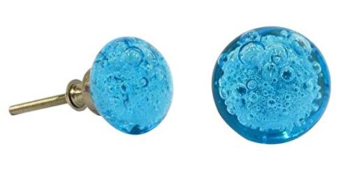 Knobsworld - Tiradores de pomo para armarios de cocina (níquel cepillado, 12 unidades), color azul turquesa