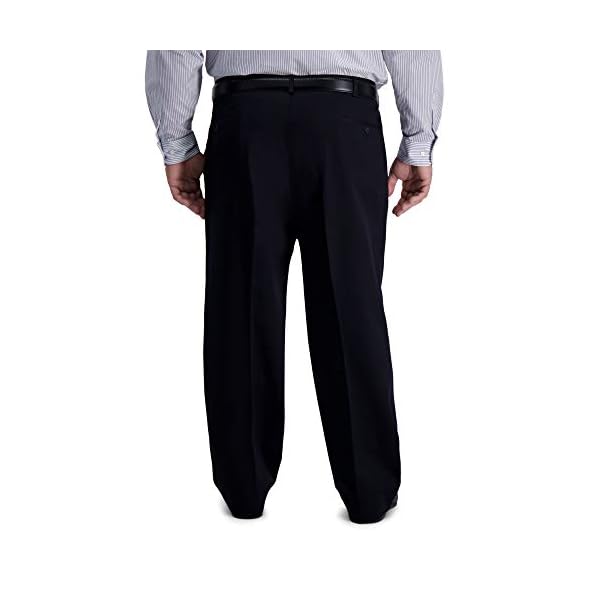 Haggar Men's Iron Free Premium Khaki Classic Fit Pleat Front Pant-Regular and Big & Tall Sizes, Black - Bt, 46W x 30L - Image 4