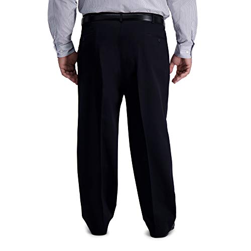 Haggar Men's Iron Free Premium Khaki Classic Fit Pleat Front Pant-Regular and Big & Tall Sizes, Black - Bt, 46W x 30L - Image 4