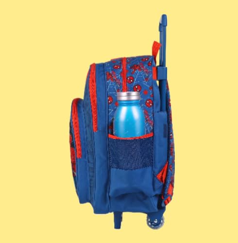 Image of STRIDERS Spider-Man Trolley School Bag for Kids | Durable Comfortable Backpack | Padded Comfortable Straps & Wheels | Ideal for School & Outdoor Adventures | Age 8+ | 18 inches
