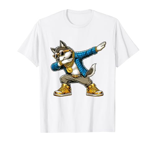 Dabbing Wolf Dab Dance - Lobo divertido para niños y niñas Camiseta