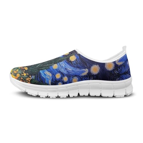 Image of Floral Sneakers for Women Colorful Art Shoes for Women Slip On Casual Work Shoes