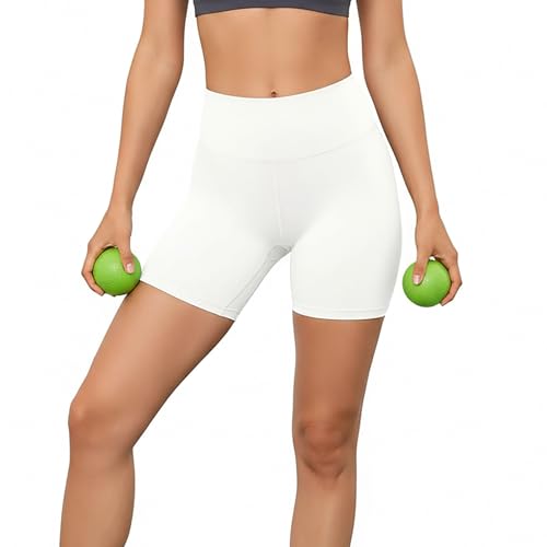 Hi Clasmix Biker Shorts for Women-5 High Waisted Spandex Shorts Tummy Control for Sports Recreation Gym Yoga Volleyball Workout Exercise Cycling Athletic Running Short Leggings(1 Pack White S-M)
