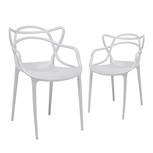 CangLong Cross Back Dining Chair Casual Chair for Restaurants, Cafes, Kitchens, Dining Rooms Set of 2, Gray