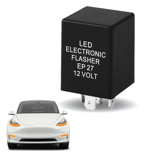 QKYS EP27 LED Flasher Relay, 5-Pin Flasher Relay for LED Turn Signal, Electronic Indicator for Fixing Turn Signal Bulbs Hyper Flash Issue, Compatible with Ford Dodge Chevrolet Lincoln Mazda Mercury