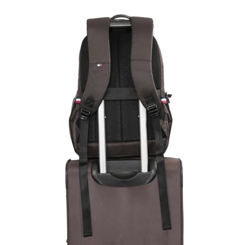 Image of Tommy Hilfiger 14-inch Laptop Backpack Donoho - Granite Grey & Black Dual-Tone | Backpack for School, College, and work | Water-Resistant with Trolley Sleeve & 1-Year Warranty