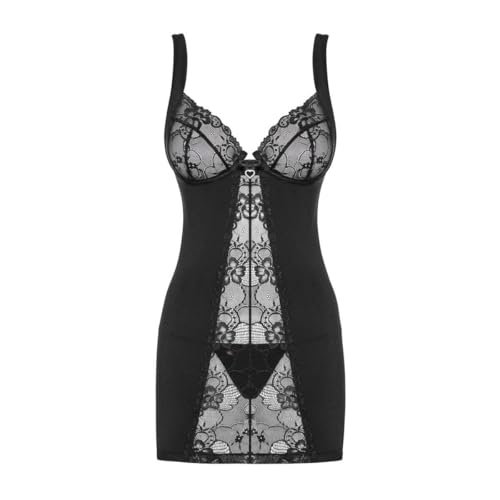 Nuisette et String Noir Obsessive Heartina L-XL - 5