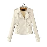 PANPANY Lederjacke Damen Kurz Bikerjacke Bikerjacke Bomberjacke Winddicht Übergangsjacke Beschichteter Motoradjacke Reverskragen Lederjacke Outdoorjacke Wasserdicht Slim-fit Kunstlederjacke