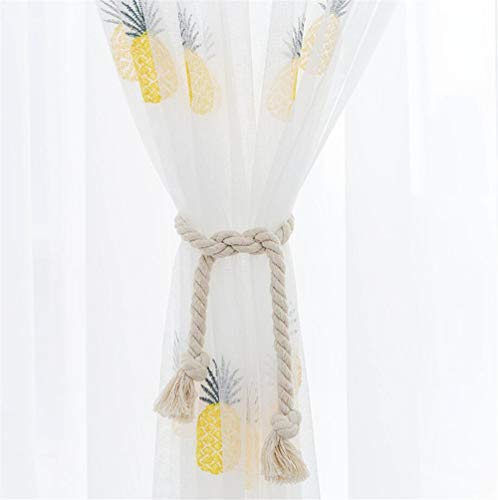 Etry Yellow Embroidered Pineapple Sheer Curtains For Living Room Bedroom Voile Window Treatments Drapes Rod Pocket 52 X 63 Inch 1 Panel #TOP7