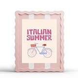 YESKAY 8x10 Picture Frame with Real Glass,Wavy Edge Wooden Photo Frame for 6x8,Cute Scalloped Picture Frame for Tabletop or Wall Hanging,Pink,1 Pack