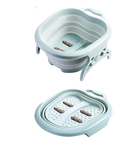 足湯バケツ 足湯器折りたたみ バケツ洗い桶、折り畳み可しゃれ大容量 湯おけ足湯ばけつ 足の冷え対策 疲労軽減マッサージ 軽量収納便利持ち運び 家庭用 3色 (ブルー)