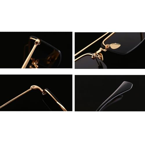 Lunettes de soleil rétro unisexes à monture fine métallique - 3