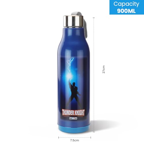 Image of Nayasa Whip 900 ml Insulated Inner Steel Water Bottle | Wide Mouth Leakproof Bottle | BPA-Free Durable Water Bottle | Blue