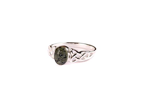 Celtic Desire Jewellery Connemara Marble Stone Set Silver Trinity knot Ring