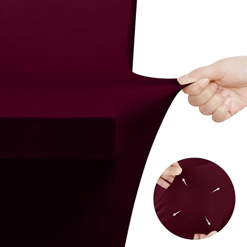 Image of Utopia Kitchen Spandex Tablecloth 2 Pack [6FT, Burgundy] Tight, Fitted, Washable and Wrinkle Resistant Stretch Table Cloth Rectangle Cover for Trade Show, Weddings & Parties [72Lx30Wx30H Inch]