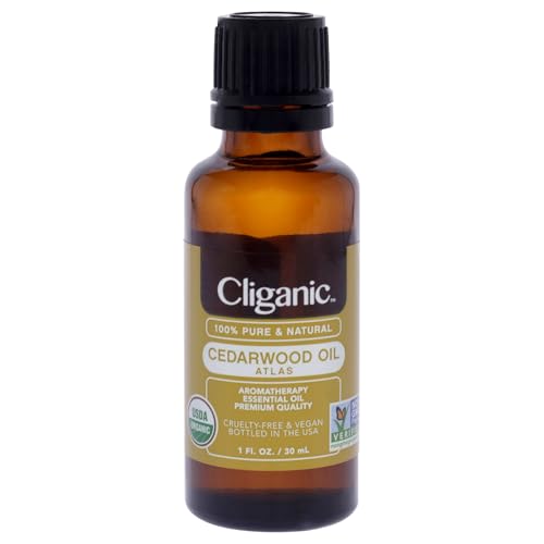 Image of Cliganic Organic Cedarwood Essential Oil - 100% Pure Natural Undiluted, for Aromatherapy Diffuser | Non-GMO Verified