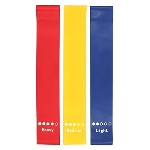Premium Resistance Bands Set of 3 - Skin-Friendly Fitness Exercise Loop Bands for Men & Women - 3 Levels of Resistance for Legs, Glutes, Arms, Pilates, Yoga - Portable & Durable(Red,Blue,Yellow)