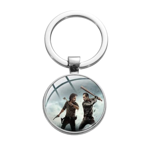 JSJPO Llavero The Walking Dead Rick Grimes con Daryl Dixon Fighting Photo Glass Dome Llavero Llavero...