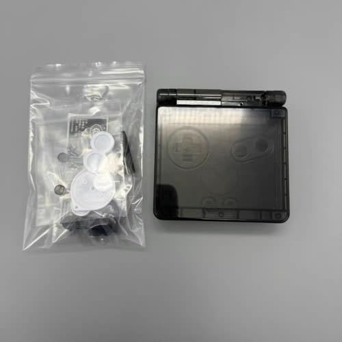 Image of Hzxkqmil Replacement Full Shell Case Kit for Gameboy Advance SP Console | Custom Transparent Housing DIY Clear Cover with Buttons Screws Repair Parts + Screwdrivers Tools for GBA SP (Clear Black)
